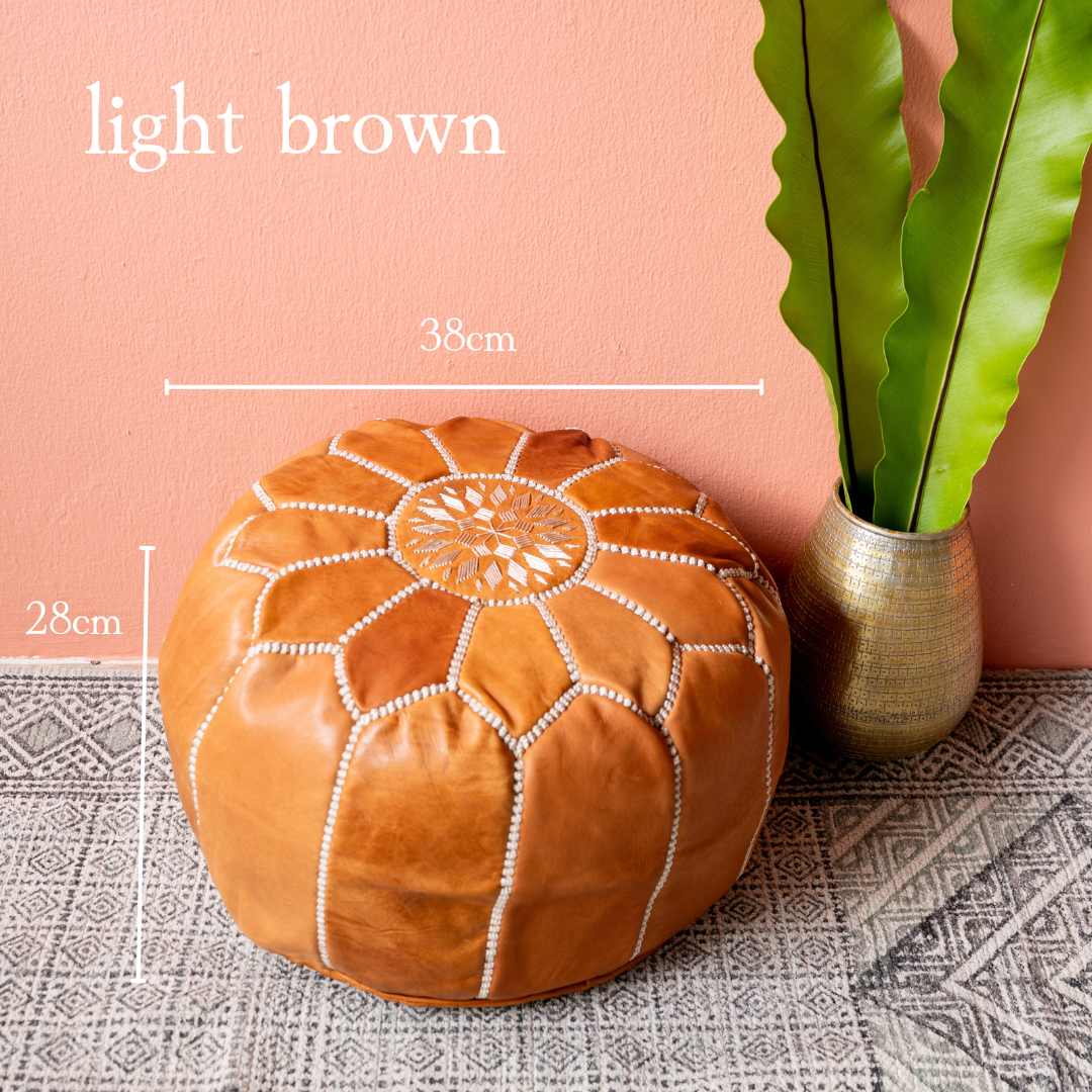 Moroccan leather pouf