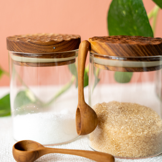 Glass jar and spoon set