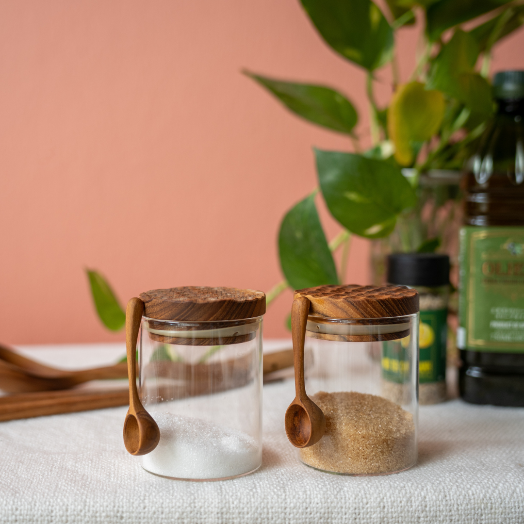 Glass jar and spoon set