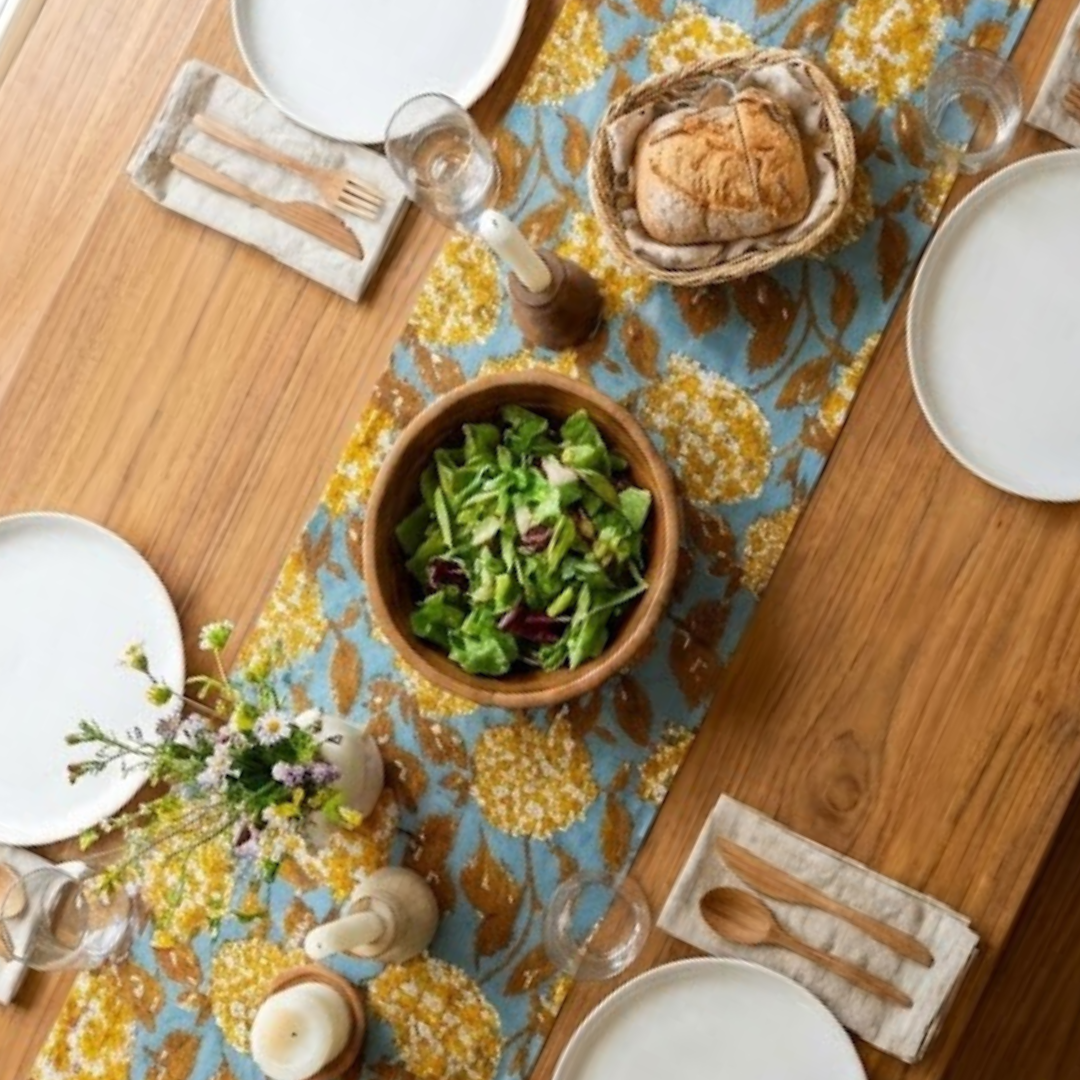 Blockprint Table runner reversible