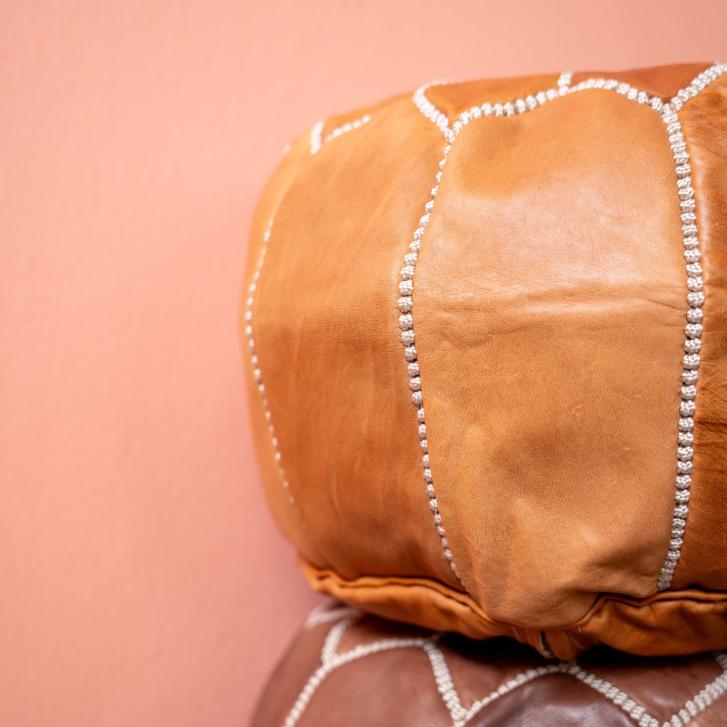 Moroccan leather pouf