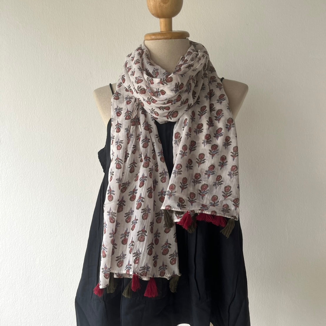 Blockprint Tassel scarf