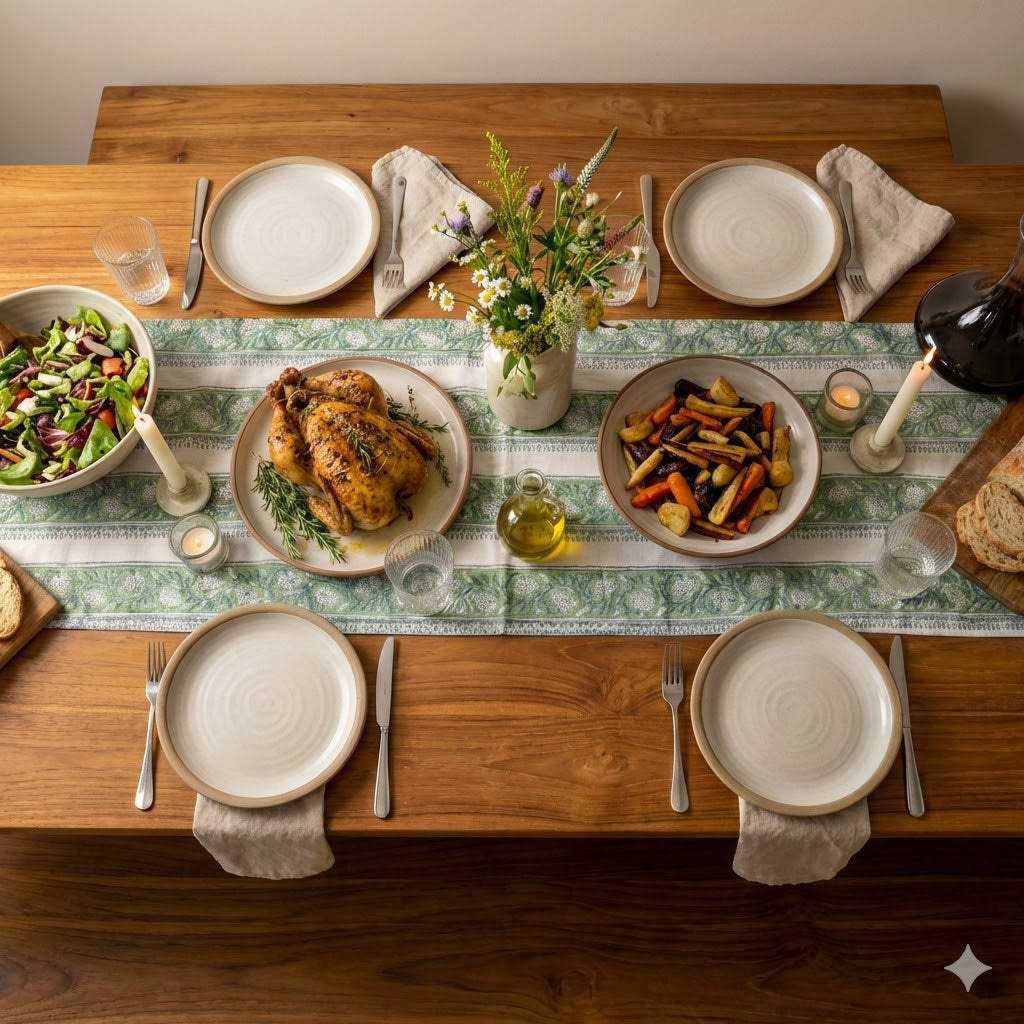 Blockprint Table runner reversible